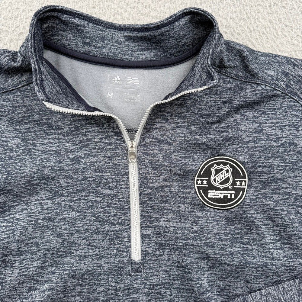 Adidas Pullover Mens Medium Navy NHL ESPN 1/4 Zip Heathered Sweater